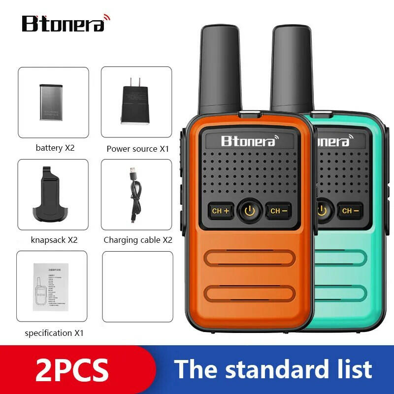 Btoera 2 Pcs Mini Walkie Talkie PMR 446 Portable Two-way Radio Ht PTT Walkie-talkies 5W 16CH UHF 400-470MHz Portable Radio for-WAYBIKER