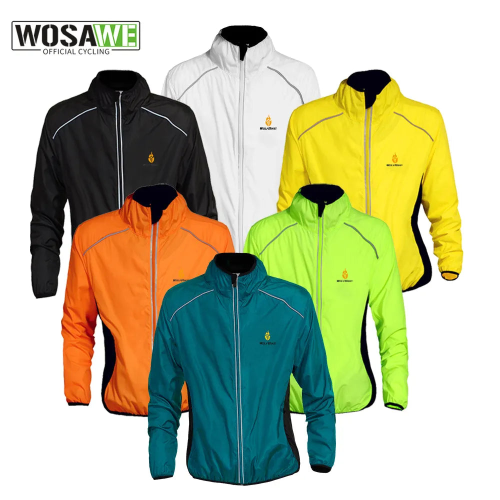 WOSAWE Water Repellent Cycling Jacket Reflective Jerseys Long-sleeved Hiking Running Ropa Ciclismo Wind Coat MTB Bike Clothing-WAYBIKER