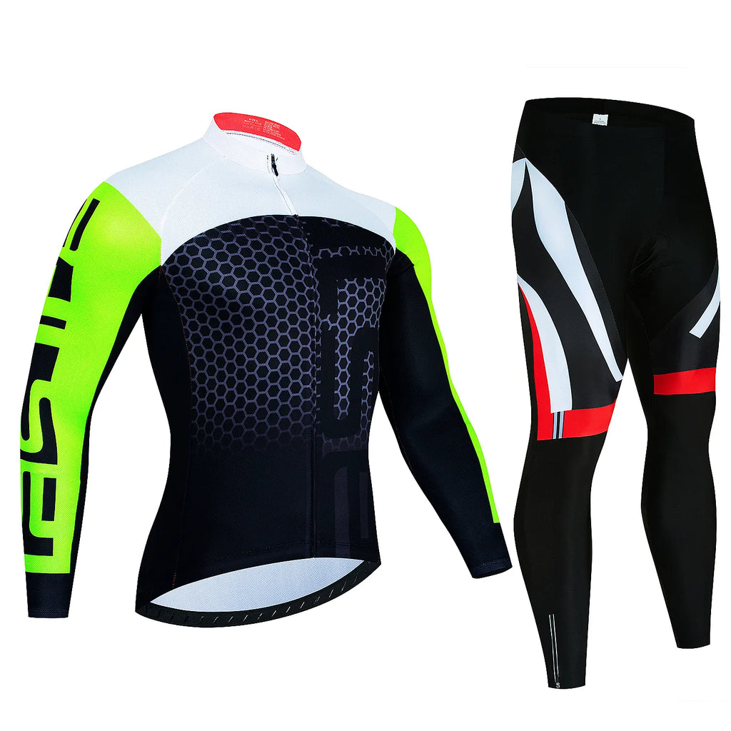 2024 Long Sleeve Cycling Jersey Set New Quick Step Mtb Bicycle Clothing Bicycle Maillot Ropa Ciclismo Mans Bike Clothes Cycling-WAYBIKER