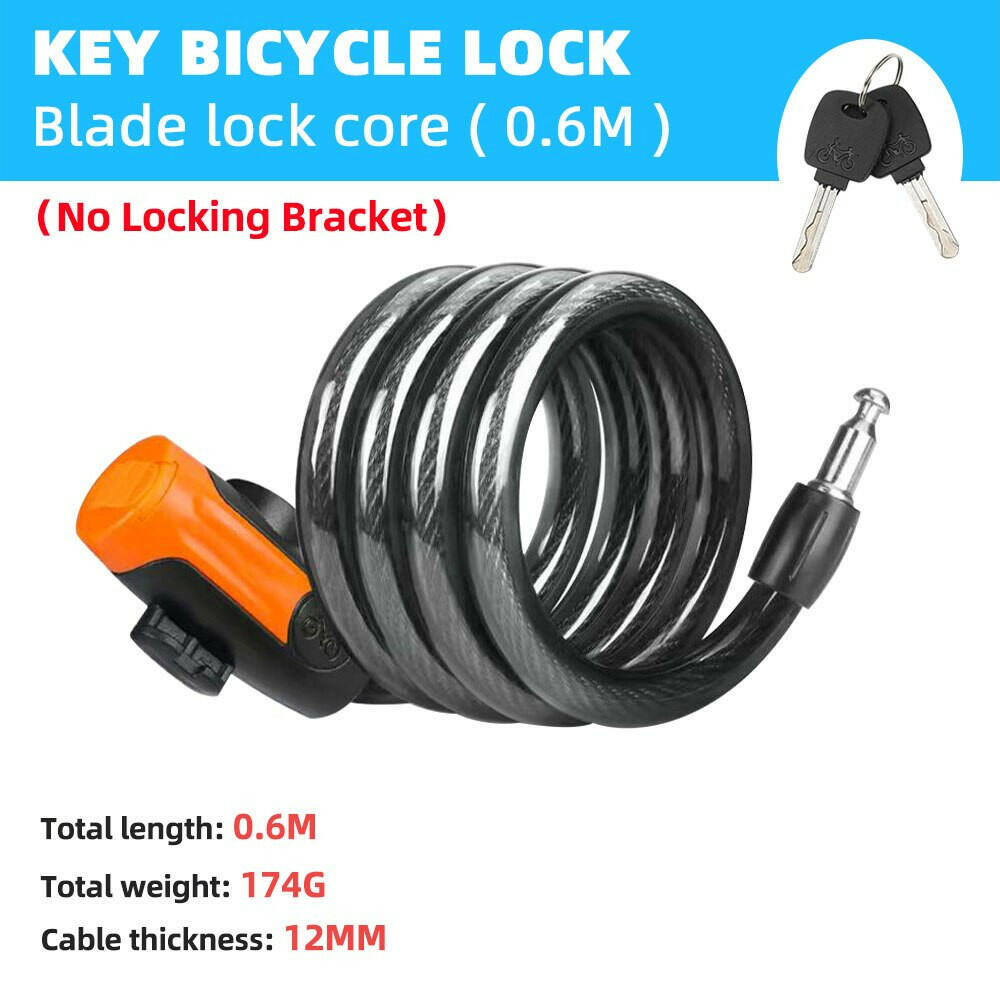 Universal Mountain Bike Cable Lock Key Fixed Secure Anti Theft with Mounting Bracket Scooter Bicycle Lock Portable Steel-WAYBIKER