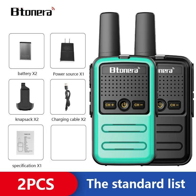 Btoera 2 Pcs Mini Walkie Talkie PMR 446 Portable Two-way Radio Ht PTT Walkie-talkies 5W 16CH UHF 400-470MHz Portable Radio for-WAYBIKER