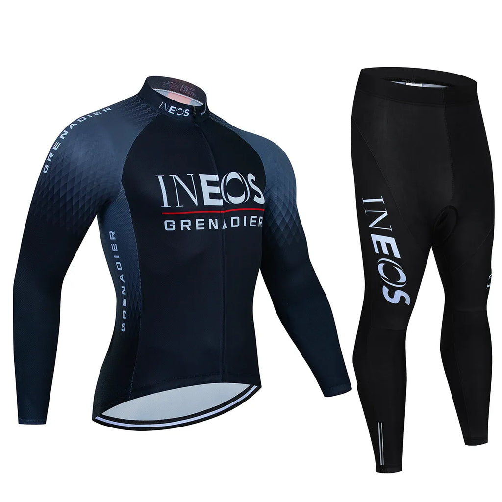 INEOS Autumn Long Set Sports Sets for Men Road Bike Jersey Bib Short Cycling Men's Uniform Man Clothes Bicycles Pro Suit Mens-WAYBIKER