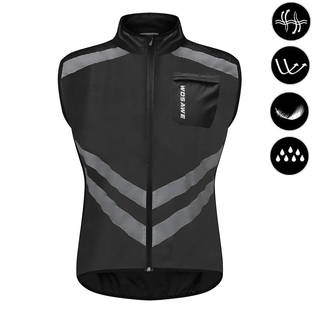 WOSAWE Cycling Vests Reflective Safety Vest Bicycle Sportswear Outdoor Running Breathable Jersey For Men Women Bike Wind Coat