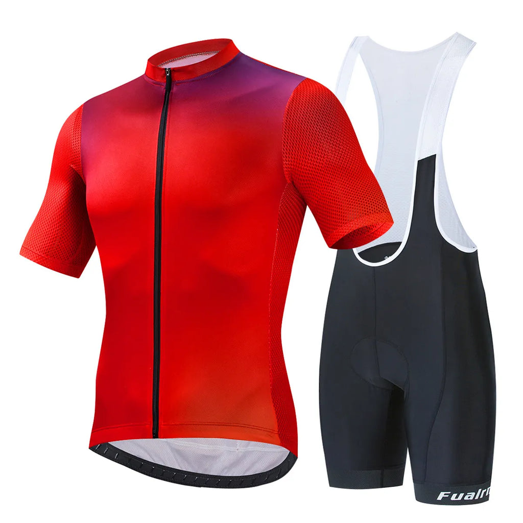 FUALRNY Cycling Jersey Set Men Summer Outdoor Sport Cycling Clothing Quick Dry Bike Clothes Breathable MTB Bicycle Cycling Suit-WAYBIKER