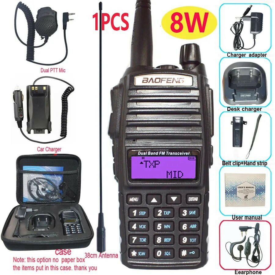 Professional Walkie Talkie UV82 FM Baofeng UV 82 8W Ham Radio Station VHF UHF Transceiver Hunting Radios Amateur Comunicador-WAYBIKER