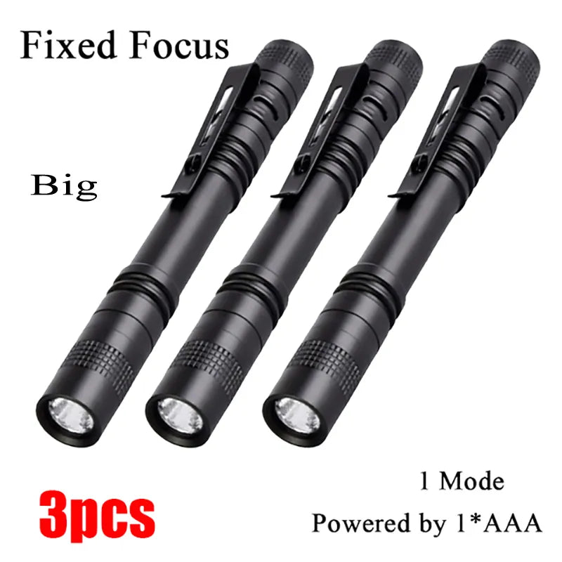 Mini Portable LED Flashlight  AAA Dry Battery Super Bright Waterproof With Pen Clip Light Emergency,  Outdoor Camping-WAYBIKER