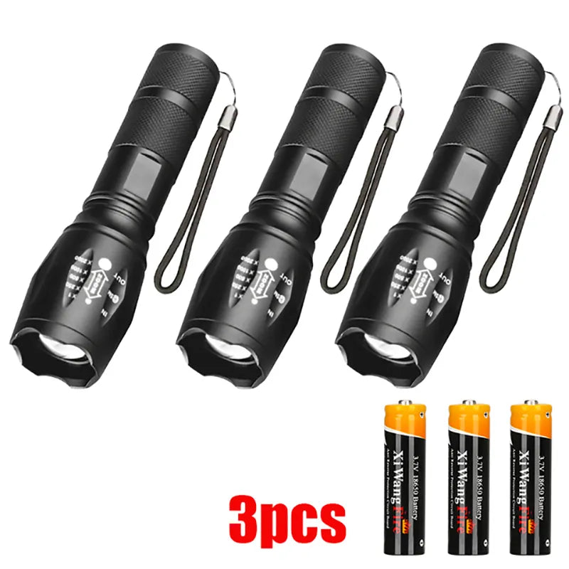 Powerful Portable LED Flashlight XML-T6 Torch Using 18650 Rechargeable Battery  Outdoor Camping Hiking Tactical Flash Light-WAYBIKER