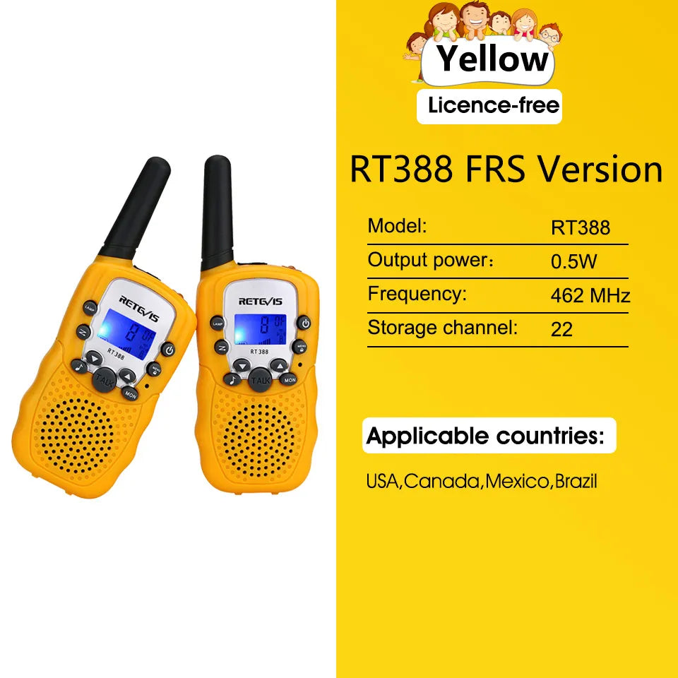 RETEVIS RT388 Walkie Talkie Children 2 Pcs Children's Radio Receiver Walkie-Talkie Kids Birthday Gift Child Toys for Boys Girls-WAYBIKER