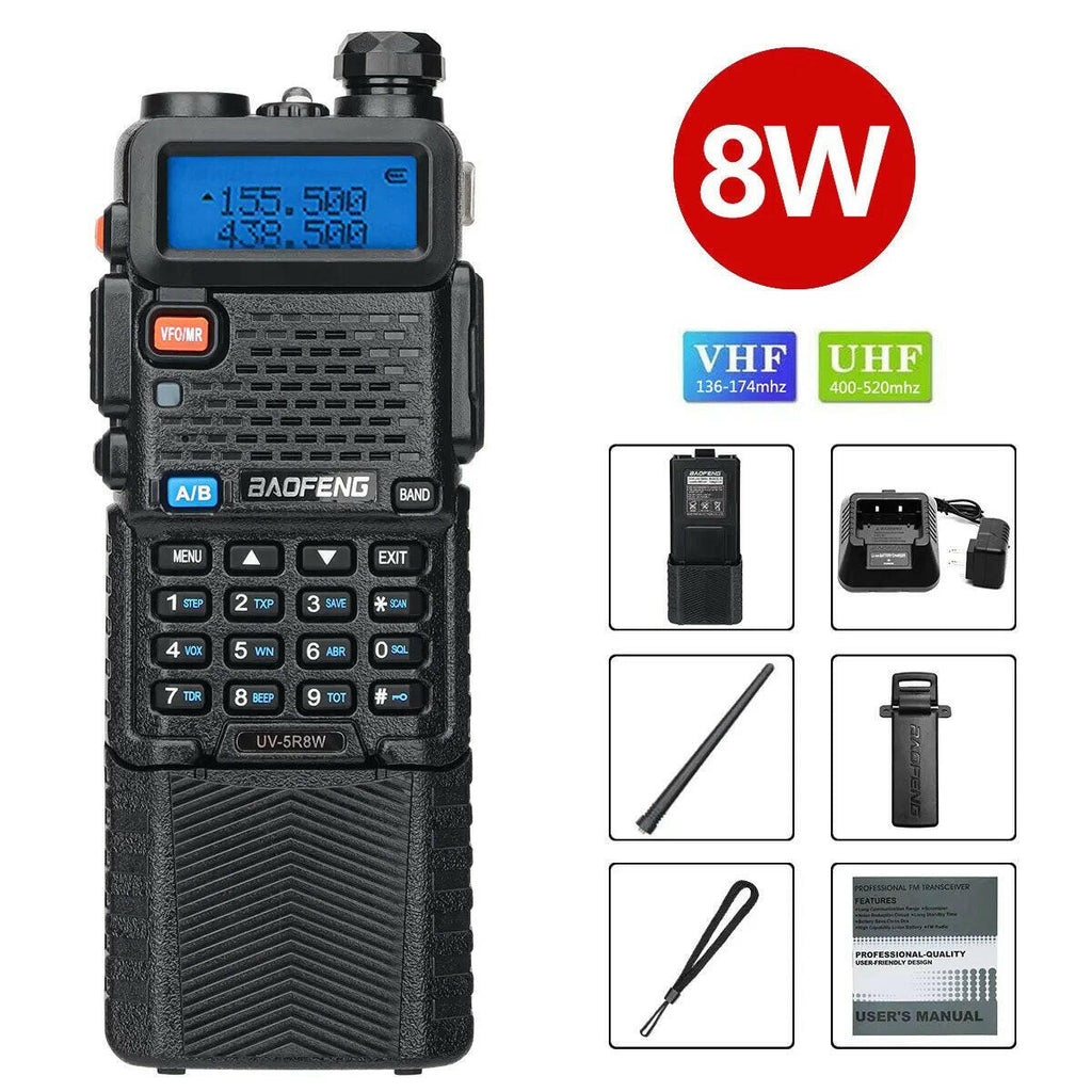 Baofeng UV-5R 5W/8W VHFUHF Dual Band Walkie Talkie with 3800mAh long Li-ion Battery 16KM Long Range UV5R Ham Two-Way Radios-WAYBIKER