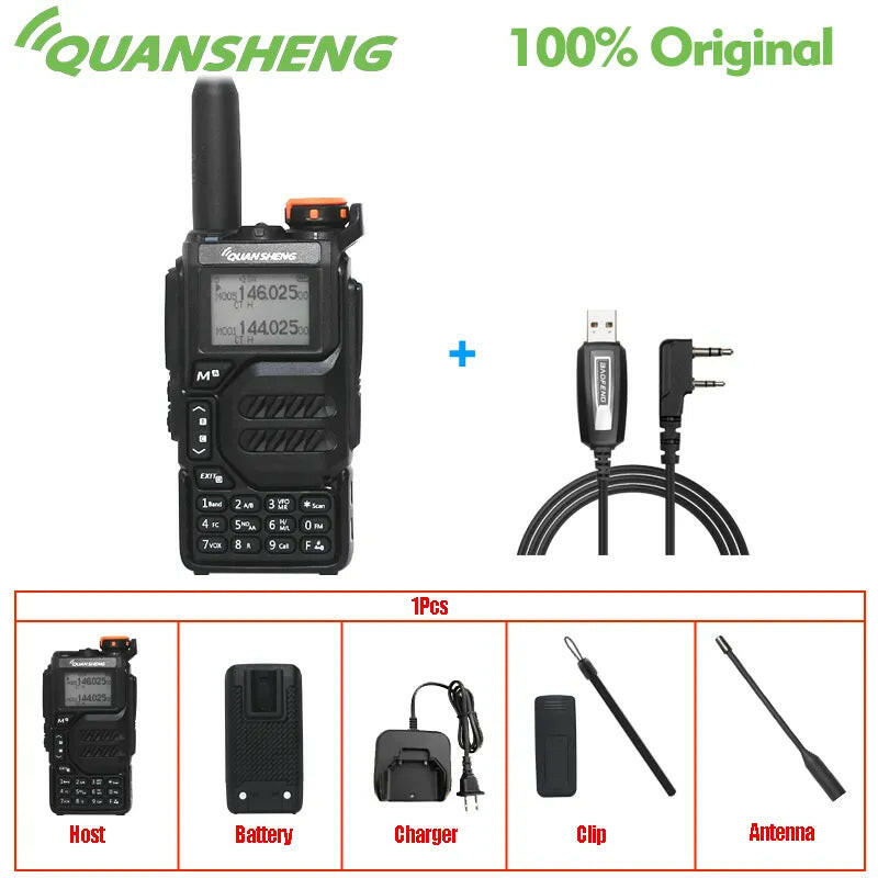 Quansheng Walkie Talkie UV-K5 Long Range Air Dual-Band 2-Way Radio 5W High Power 1600mAh Portable 200 Channel Free TPYE-C Cable-WAYBIKER