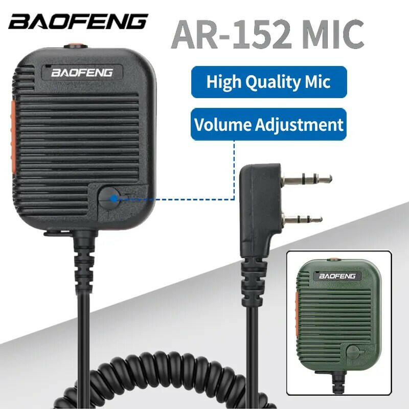 Baofeng AR-152 Tactical Microphone Speaker Mic Adjustable Volume For Baofeng AR-152 BF-888S UV-5R UV-S9 UV-13 Pro Walkie Talkie-WAYBIKER