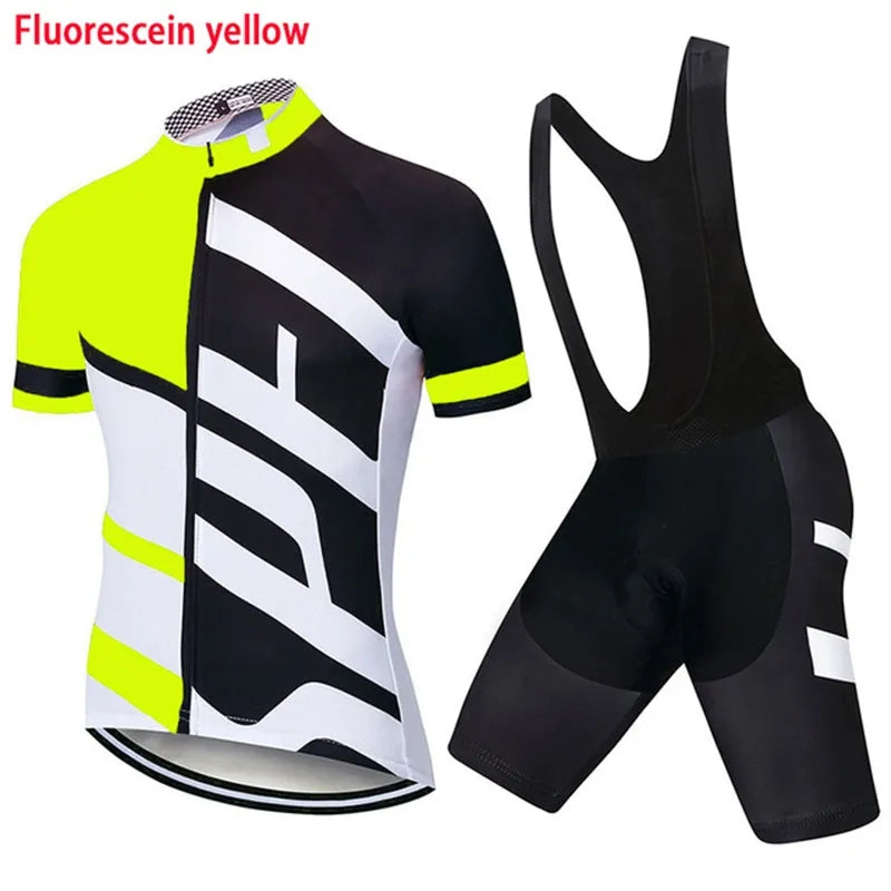 NEW Team 2024 Men Summer Short Sleeve Cycling Jersey Set MTB Maillot Ropa Ciclismo Bicycle Wear Breathable Cycling Clothing-WAYBIKER