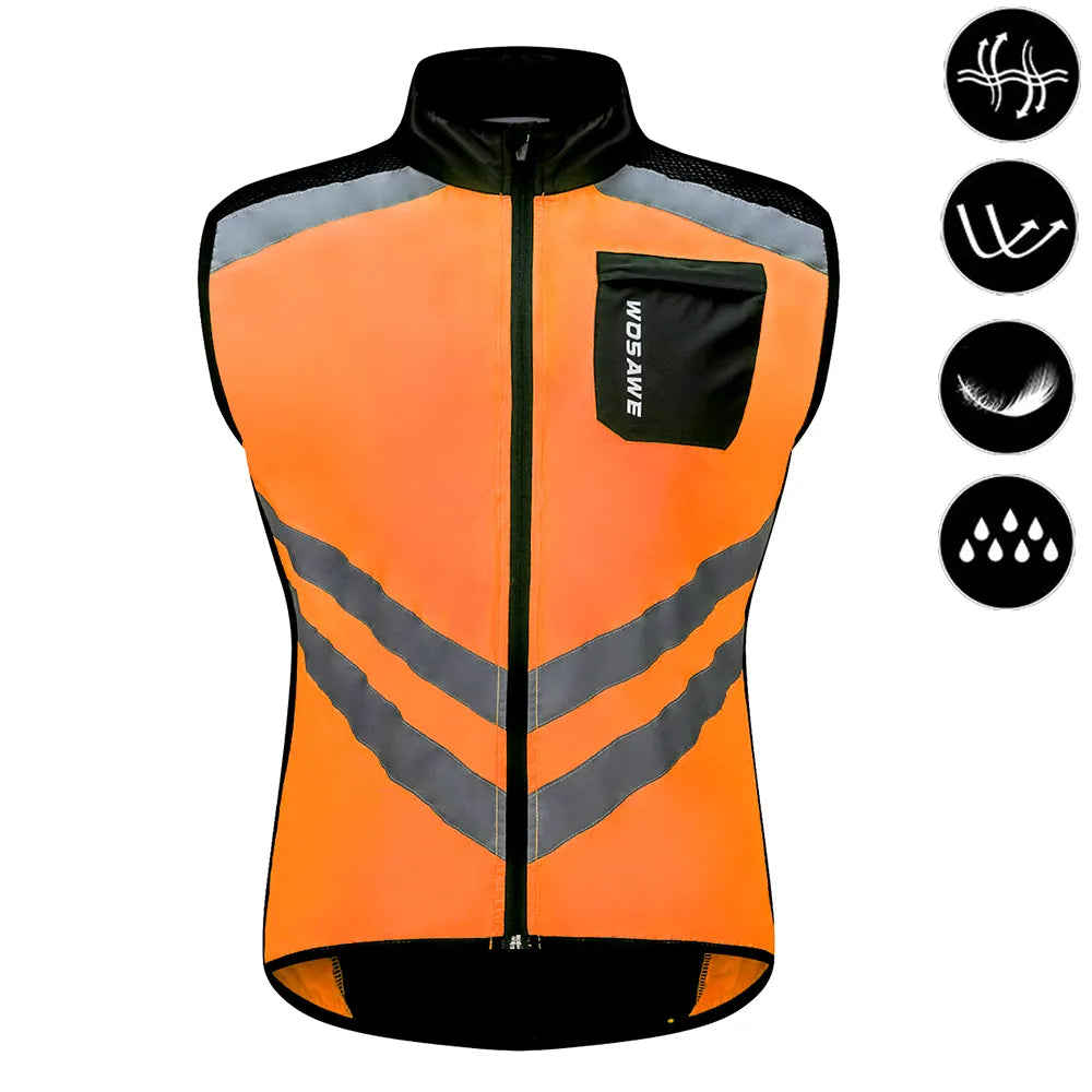 WOSAWE Cycling Vests Reflective Safety Vest Bicycle Sportswear Outdoor Running Breathable Jersey For Men Women Bike Wind Coat