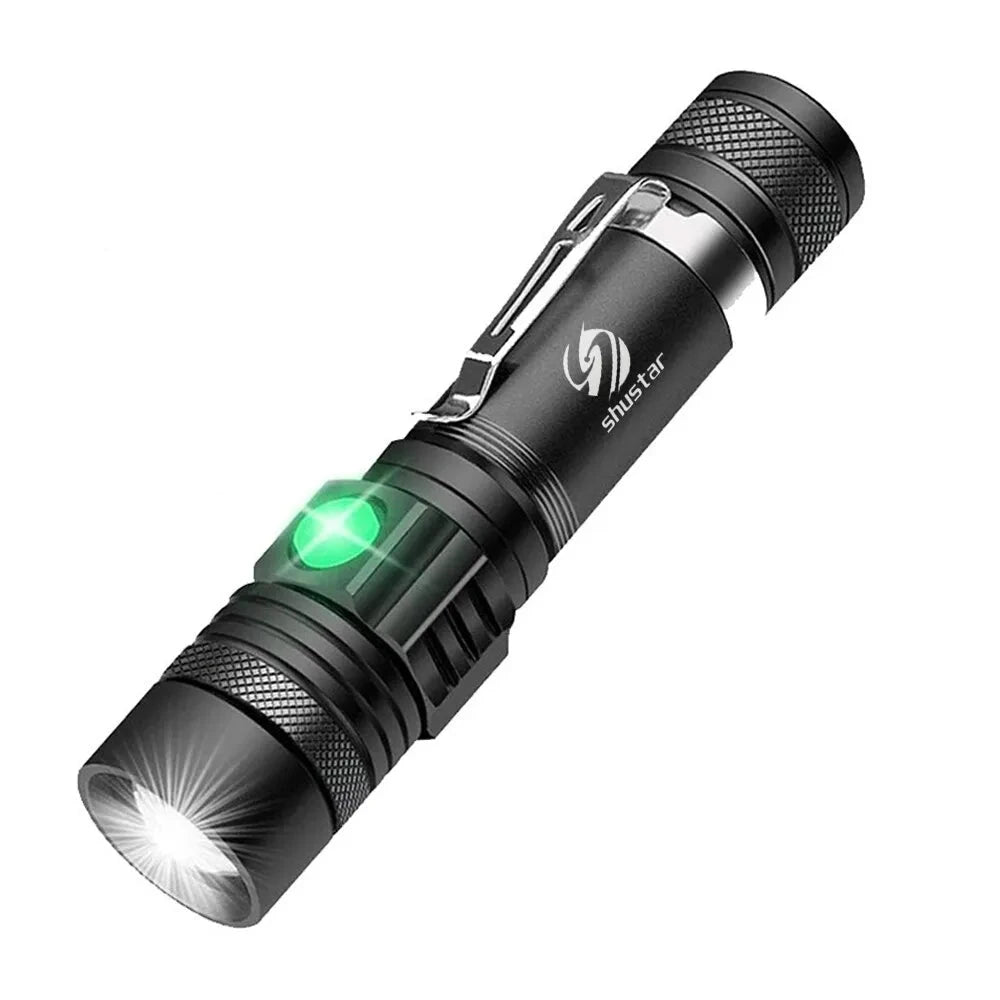 High Power Led Flashlights Zoomable Camping Torch With T6 LED Lamp Beads Waterproof 4 Lighting Modes Multi Function USB Charger-WAYBIKER