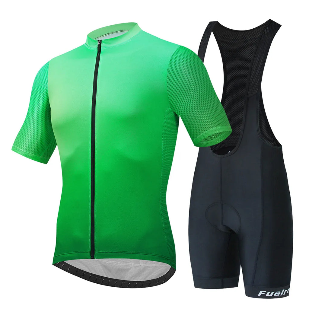 New Bicycle Sets Cycling Breathable Team Jersey Bib Shorts Suits Mens Outdoor Riding 4D Gel Pad Reflective Bike Clothing Shorts-WAYBIKER