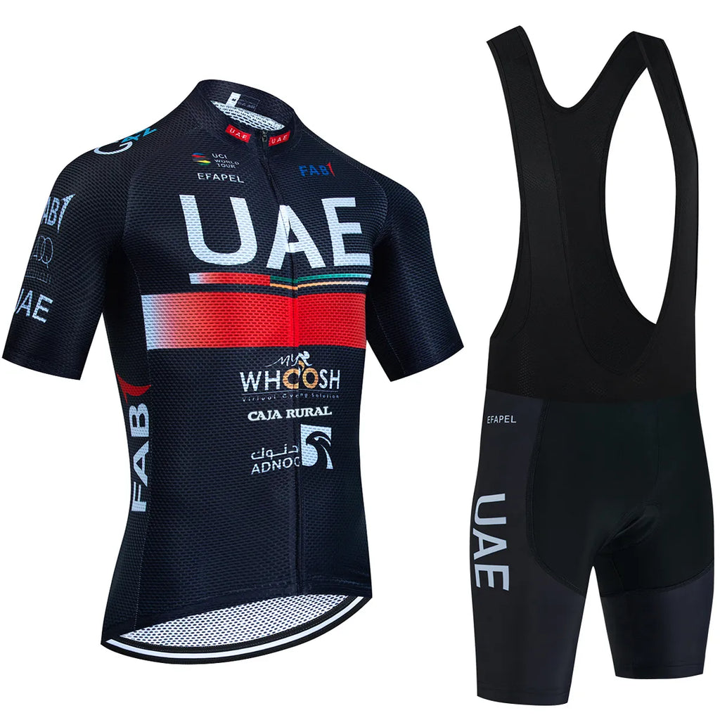 UAE Cycling Jersey Set 2023 Man's Team Short Sleeve Cycling Clothing MTB Bike Uniform Maillot Ropa Ciclismo Summer Bicycle Wear-WAYBIKER