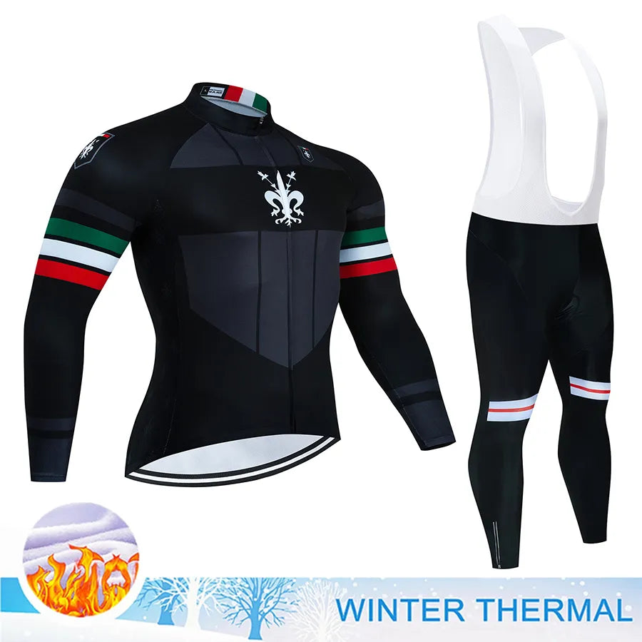 Winter Thermal Fleece Cycling Jersey Mtb Male Clothing Sports Set Complete 2023 Road Bike Men's Man Team Sportswear Bycicle Suit-WAYBIKER