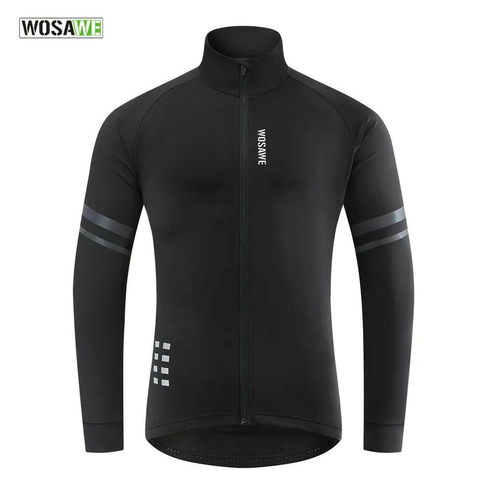 WOSAWE Warm Jacket Winter Fleece Thermal Cycling Jacket Long Jersey Running Coat Biker Riding Road Mtb Bicycle Clothes-WAYBIKER