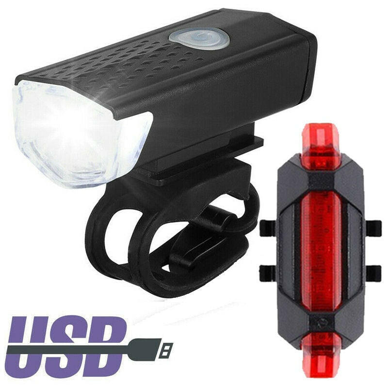 Bicycle Light Waterproof Black Front Red Rear Tail Light LED USB Style Rechargeable or Battery Style Bike Cycling Portable Light