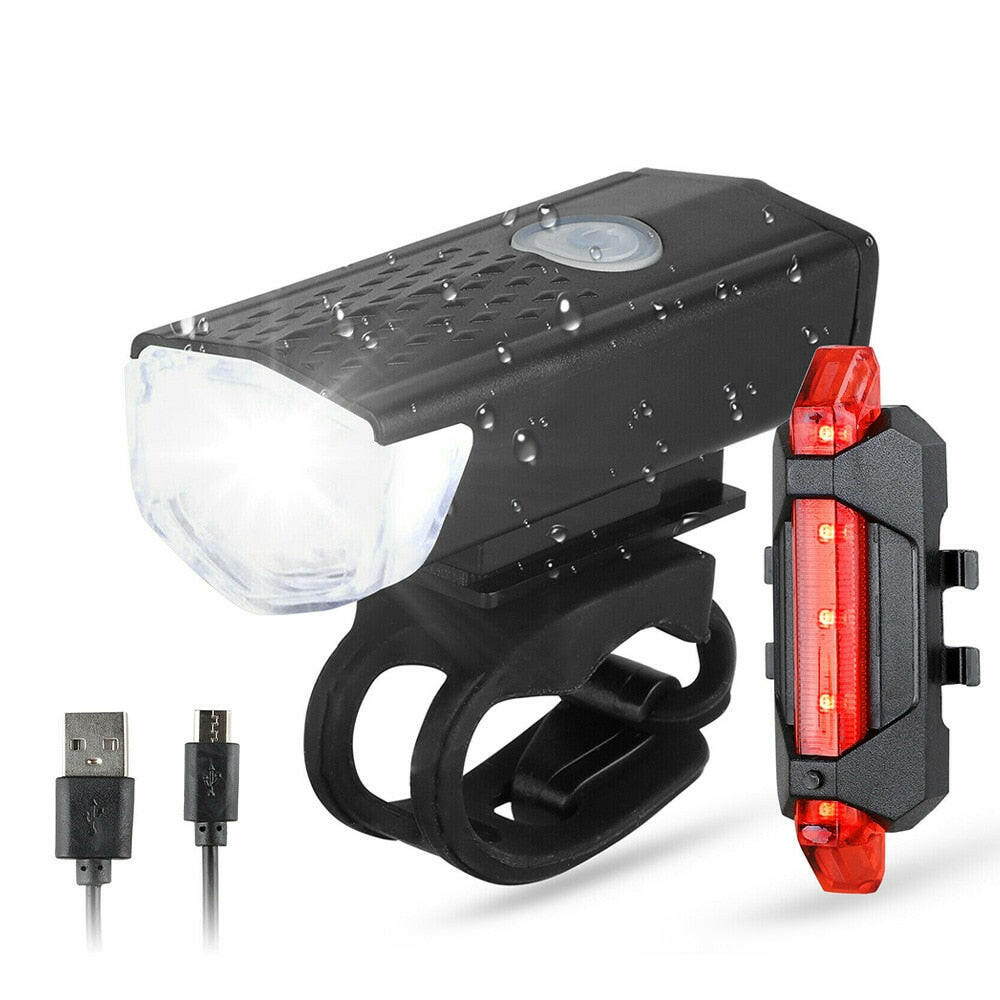 Bicycle Headlight Taillight Set USB Charging Lighting Lighting Outdoor Riding Equipment Headlight Accessories-WAYBIKER