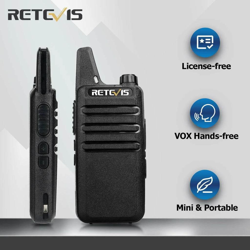 Retevis Mini Walkie Talkie 2 Pcs VOX USB Charging PMR 446 FRS License-free Portable Two Way Radio Station For Restaurant Retail-WAYBIKER