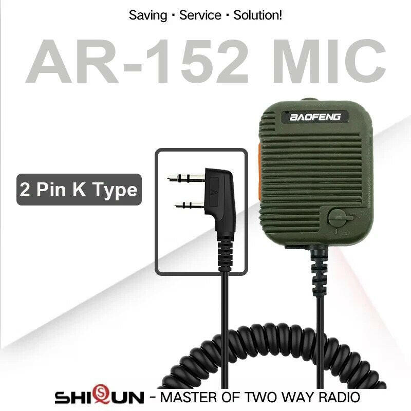 Baofeng AR-152 Tactical Speaker Mic Shoulder Microphone Volume Adjustable for Baofeng UV-K5 UV-5R UV-S9 UV-13 PRO Walkie Talkies-WAYBIKER