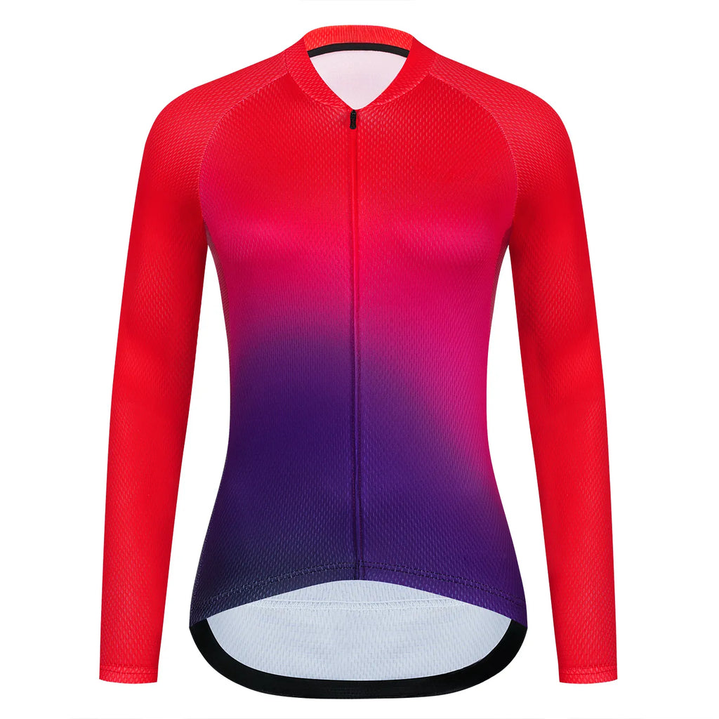 Cycling Jersey Women Bike Shirts Top Breathable Quick Dry Pink Summer Long Sleeve Sport Cycle Bicycle Clothing-WAYBIKER