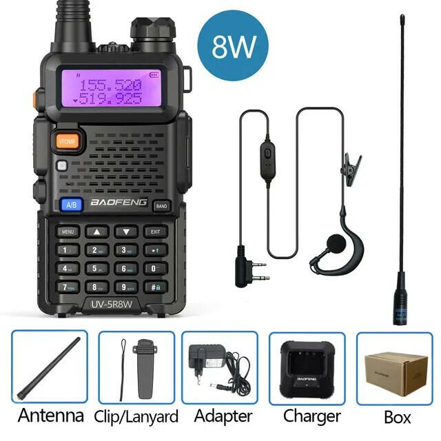 Baofeng UV-5R 8W True High Power 8/5W Powerful Walkie Talkie Long Range 16km Dual Band Two Way Radio CB Portable UV5R Hunting-WAYBIKER