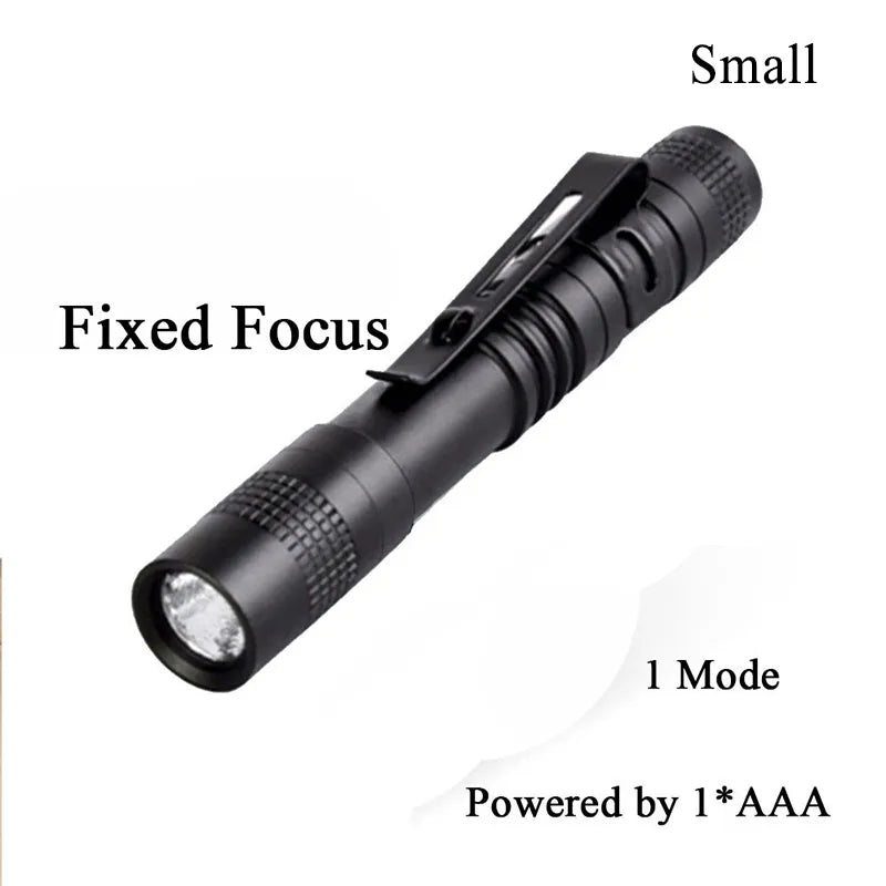 Mini Portable LED Flashlight  AAA Dry Battery Super Bright Waterproof With Pen Clip Light Emergency,  Outdoor Camping-WAYBIKER