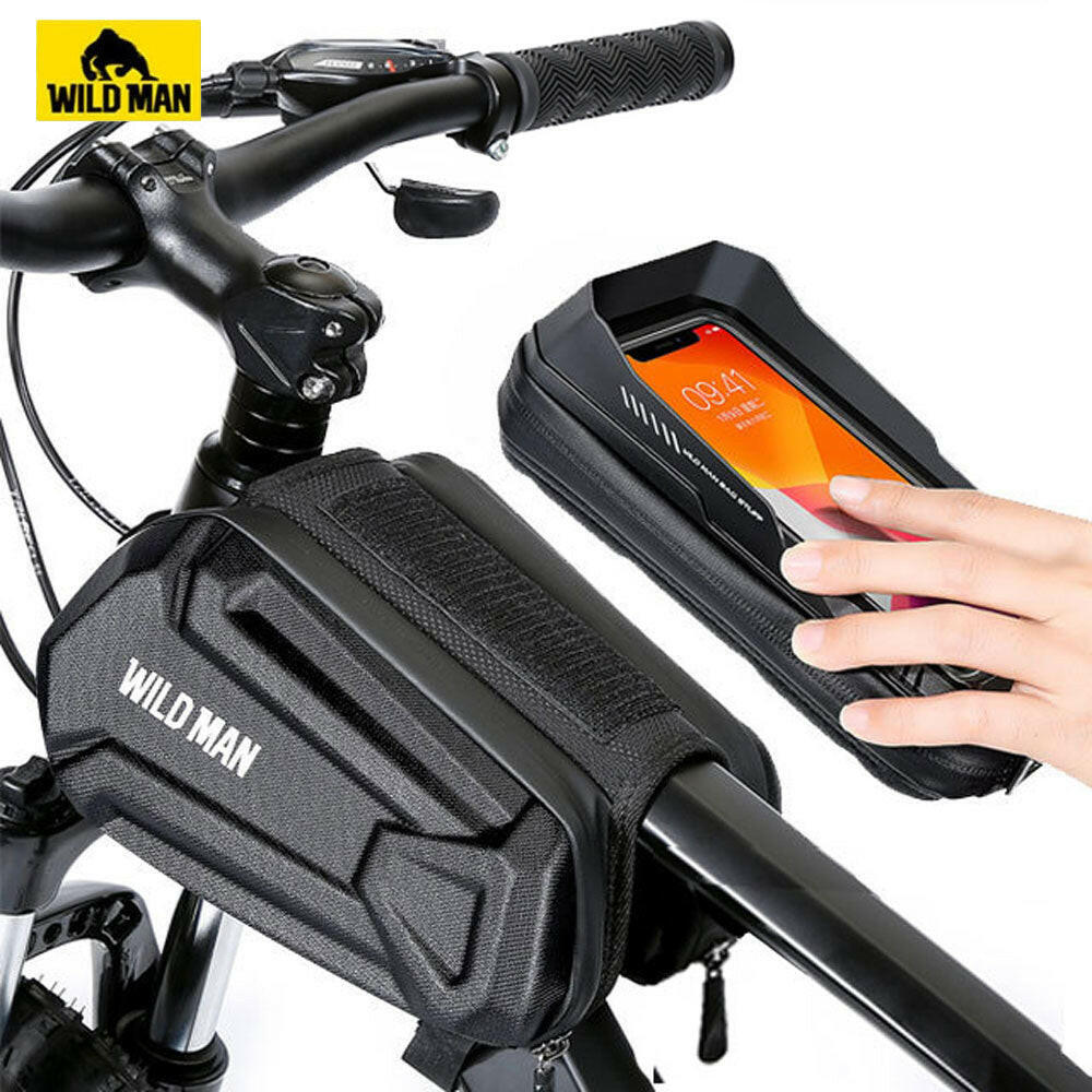 NEW WILD MAN Bicycle Bags Front Frame MTB Bike Bag Waterproof Touch Screen Top Tube Mobile Phone Bag For Cycling Accessories-WAYBIKER