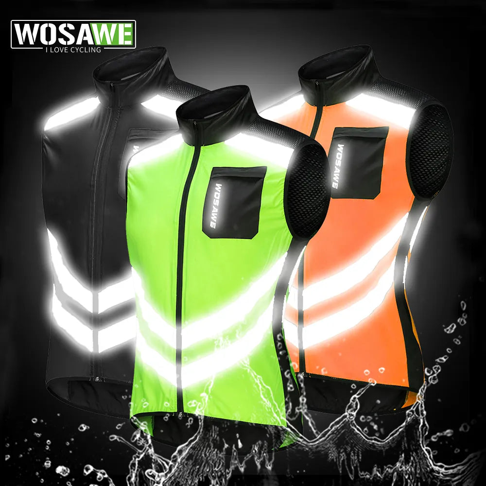 WOSAWE Cycling Vests Reflective Safety Vest Bicycle Sportswear Outdoor Running Breathable Jersey For Men Women Bike Wind Coat