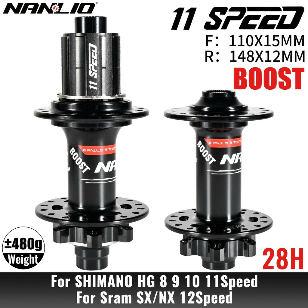 NanLio XM820 Boost Bicycle Hub Front 110x15MM Rear 12x148MM THRU TA 28H 32 Holes HG XD MS 8s 9s 10s 11s 12 Speed E-Bike Part-WAYBIKER