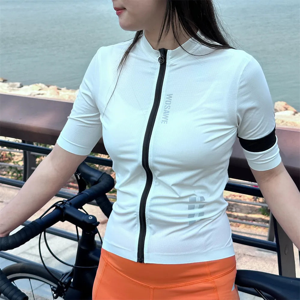 WOSAWE Professional Summer Cycling Jersey Women Mtb Clothes Mountain Bike Road Bike Short Sleeve Shirt Clothing-WAYBIKER