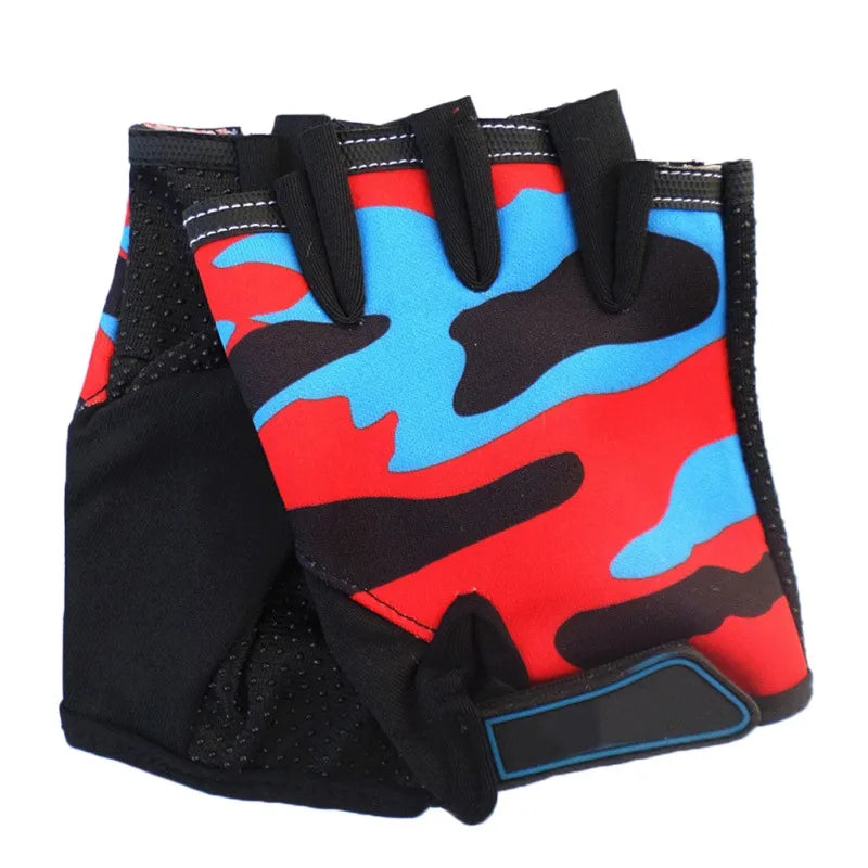 1 Pair Children's Gloves Half Finger Outdoor Sports Kids Cycling Boys Girls Protection Antislip Breathable Spring Summer Gloves