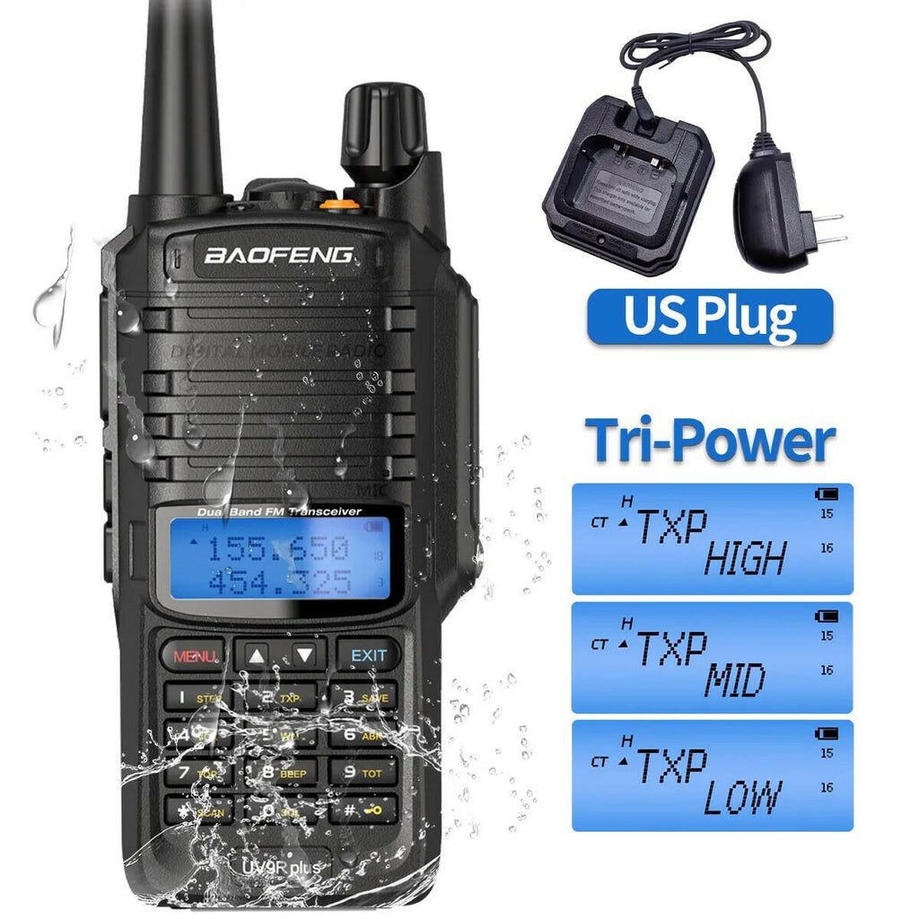 Baofeng UV-9R Plus V2 10W IP68 Waterproof  Walkie Talkie Dual Band 16KM Long Range Portable CB Hunting Ham Radio UV9R Plus-WAYBIKER