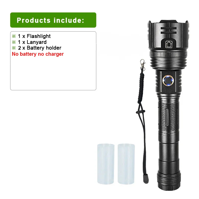 White Laser Powerful Flashlight USB Rechargeable Flash Light 18650 High Power Led Flashlights Tactical Lantern Long Shot Torch-WAYBIKER