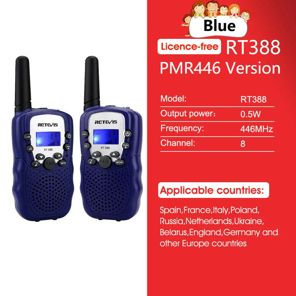 RETEVIS RT388 Walkie Talkie Children 2 Pcs Children's Radio Receiver Walkie-Talkie Kids Birthday Gift Child Toys for Boys Girls-WAYBIKER