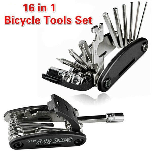 Portable Bike Cycling Repair Tool Set Kits 16 In 1 Multi-function Steel-WAYBIKER