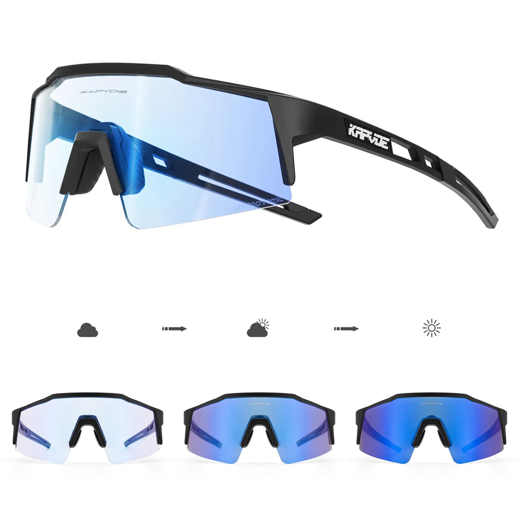 Kapvoe Red Photochromic Cycling Sunglasses for Men Blue Riding Glasses Mountain Bike New Bicycle Goggles Eyewear Sports-WAYBIKER