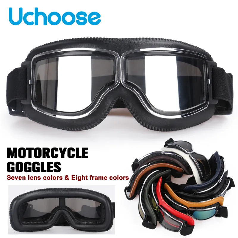 Windproof Bicycles Helmet Glasses Leather Safety Protective Anti-glare Motocross Cross-country Steampunk Glasses Easy To Carry