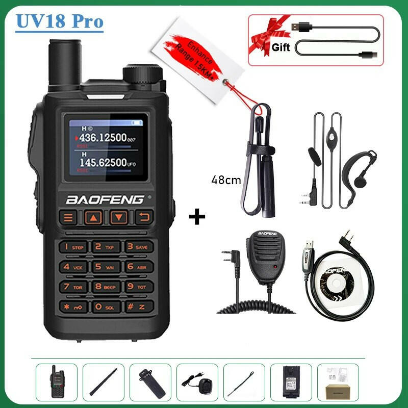 Baofeng UV18 Pro Orange Walkie Talkie 999 Channels 4 Bands UV18i UVi Two Way Radio UV18H L UV-G28 Handheld Transceiver Powerful-WAYBIKER