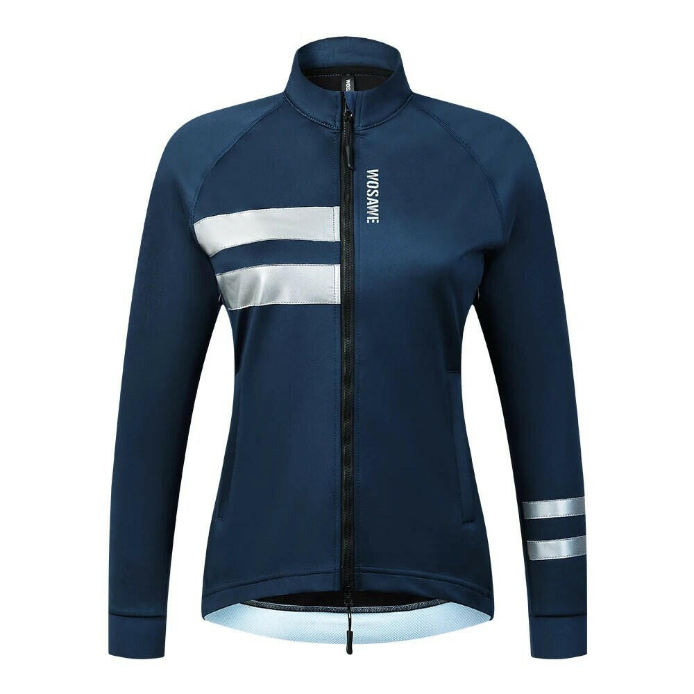 WOSAWE Women Softshell Cycling Jacket Winter Long Sleeve Jersey Bike Clothes Thermal Fleece MTB Bicycle Clothing Reflective-WAYBIKER