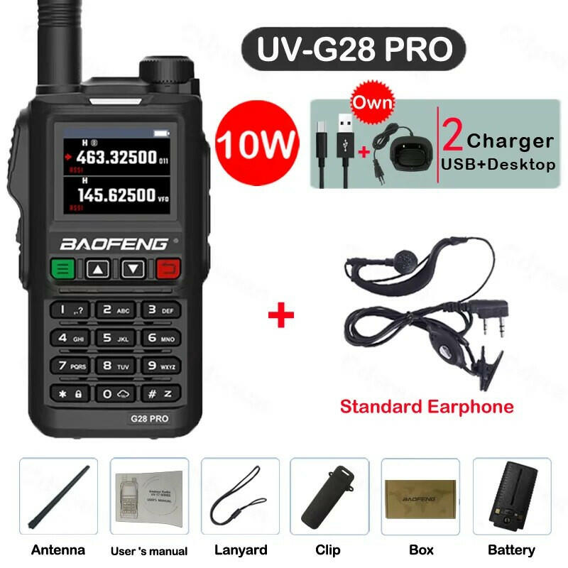 2023 Baofeng UV-G28 Pro 10W Walkie Talkie 999 Channel Powerful Station Hunting Ham Four Band Radio Wireless Set Receiver VHF UHF-WAYBIKER