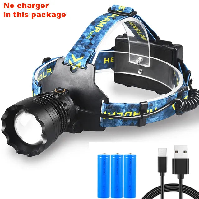 4*500W LED High Power Headlamp Powerful Headlight USB Rechargable Waterproof Super Bright Lantern Head Torch Fishlight-WAYBIKER