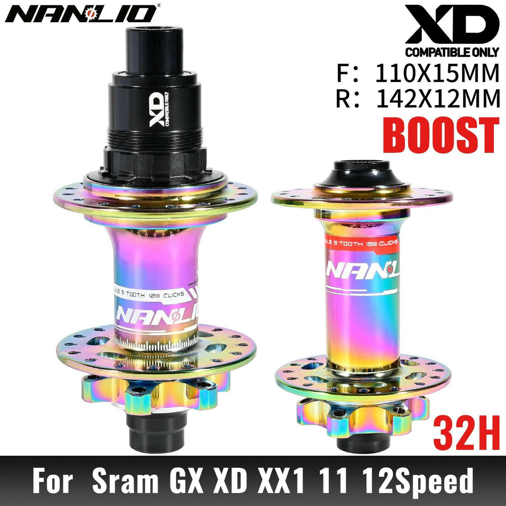 NanLio XM820 Boost Bicycle Hub Front 110x15MM Rear 12x148MM THRU TA 28H 32 Holes HG XD MS 8s 9s 10s 11s 12 Speed E-Bike Part-WAYBIKER