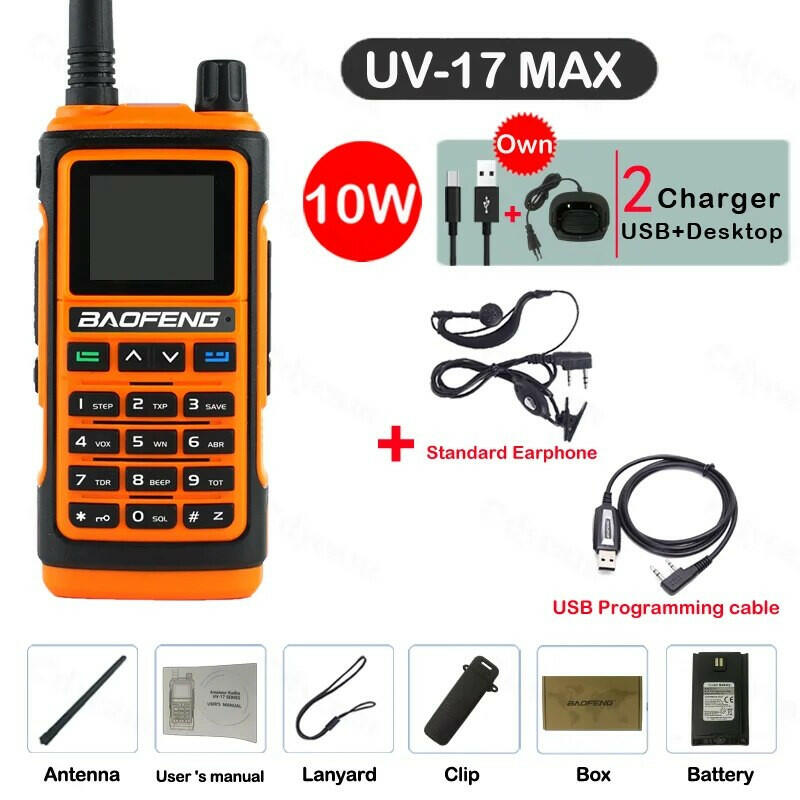 Baofeng UV-17 MAX High Power Walkie Talkie Type-C Charger VHF UHF With Partition Function FM Radio Waterproof Two-Way Radio-WAYBIKER