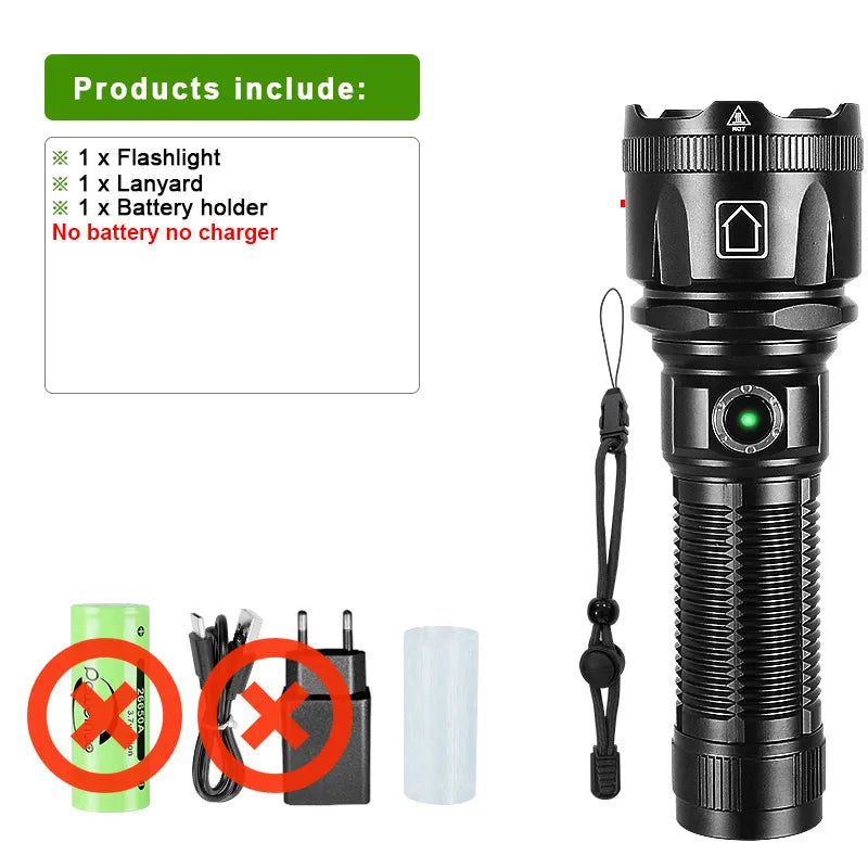 Most Powerful LED Flashlight White Laser Tactical Flash Light Rechargeable Torch Long Range Lamp Camping Hunting Lantern XHP360-WAYBIKER