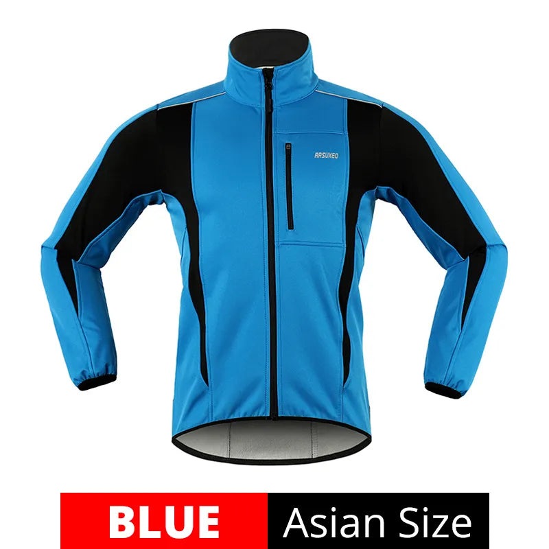 Men Cycling Reflective Jacket Thermal Fleece Winter Windproof Waterproof Jersey Autumn Bicycle Windbreaker MTB Bike Clothing-WAYBIKER