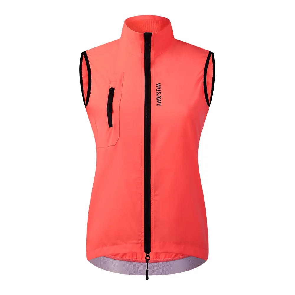 WOSAWE Cycling Vest Women Windproof Waterproof Bicycle Coats Summer Breathable Sleeveless MTB Bike Gilet With 2 Big Back Pocket