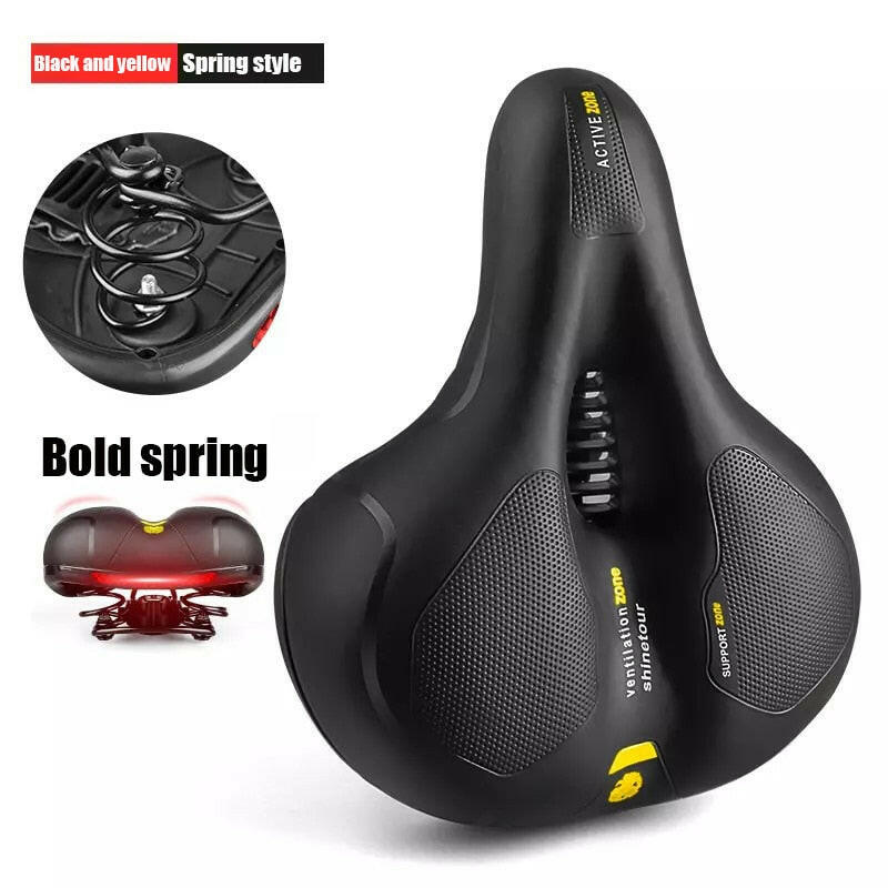 Bike Seat Bicycle Saddle with Taillight Mountain Cushion Bicycle Big Butt Widened Soft Saddle Comfortable Seat Bike Accessories-WAYBIKER